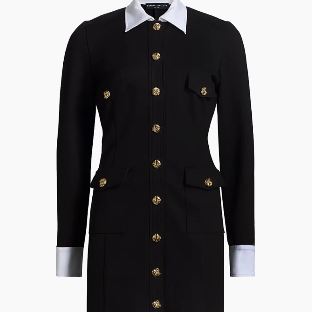 Generation Love Black Dress with Gold Buttons